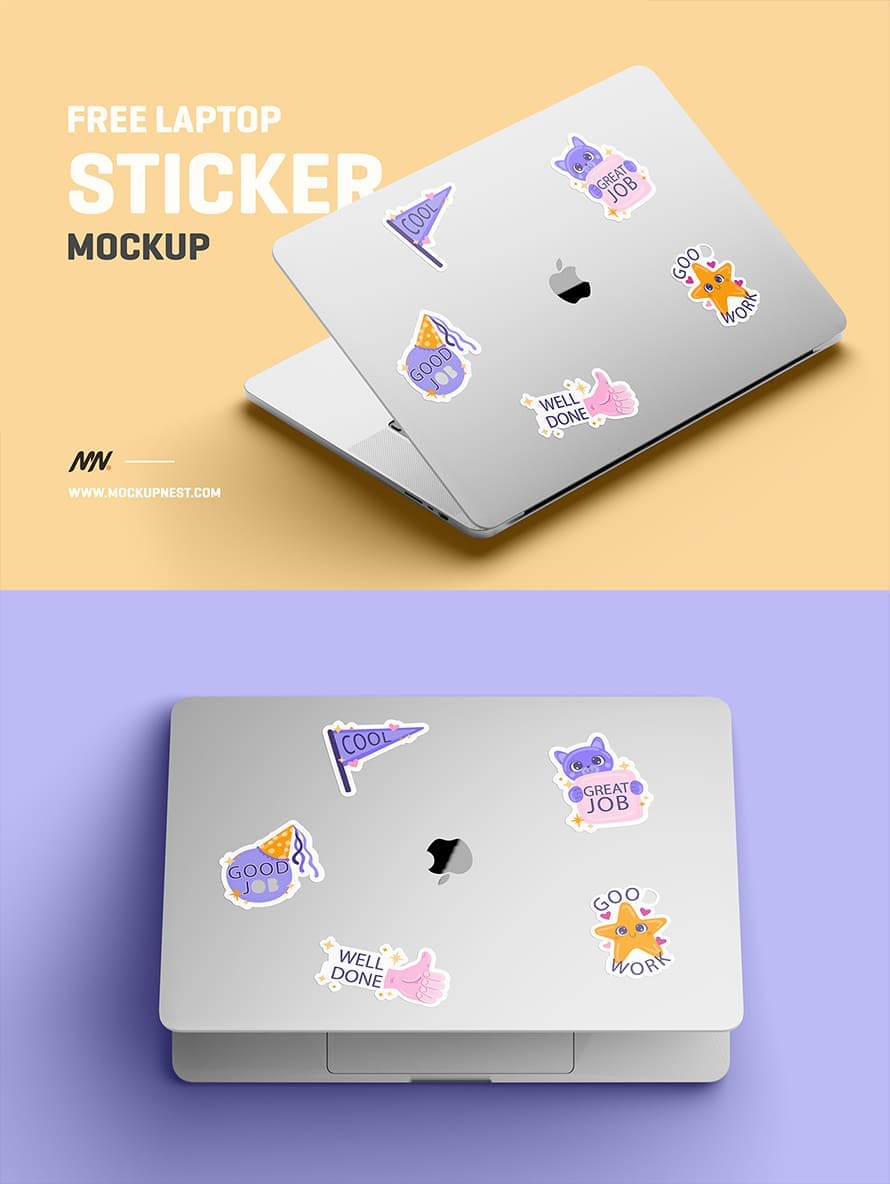 Kostenloses Laptop-Sticker-Mockup