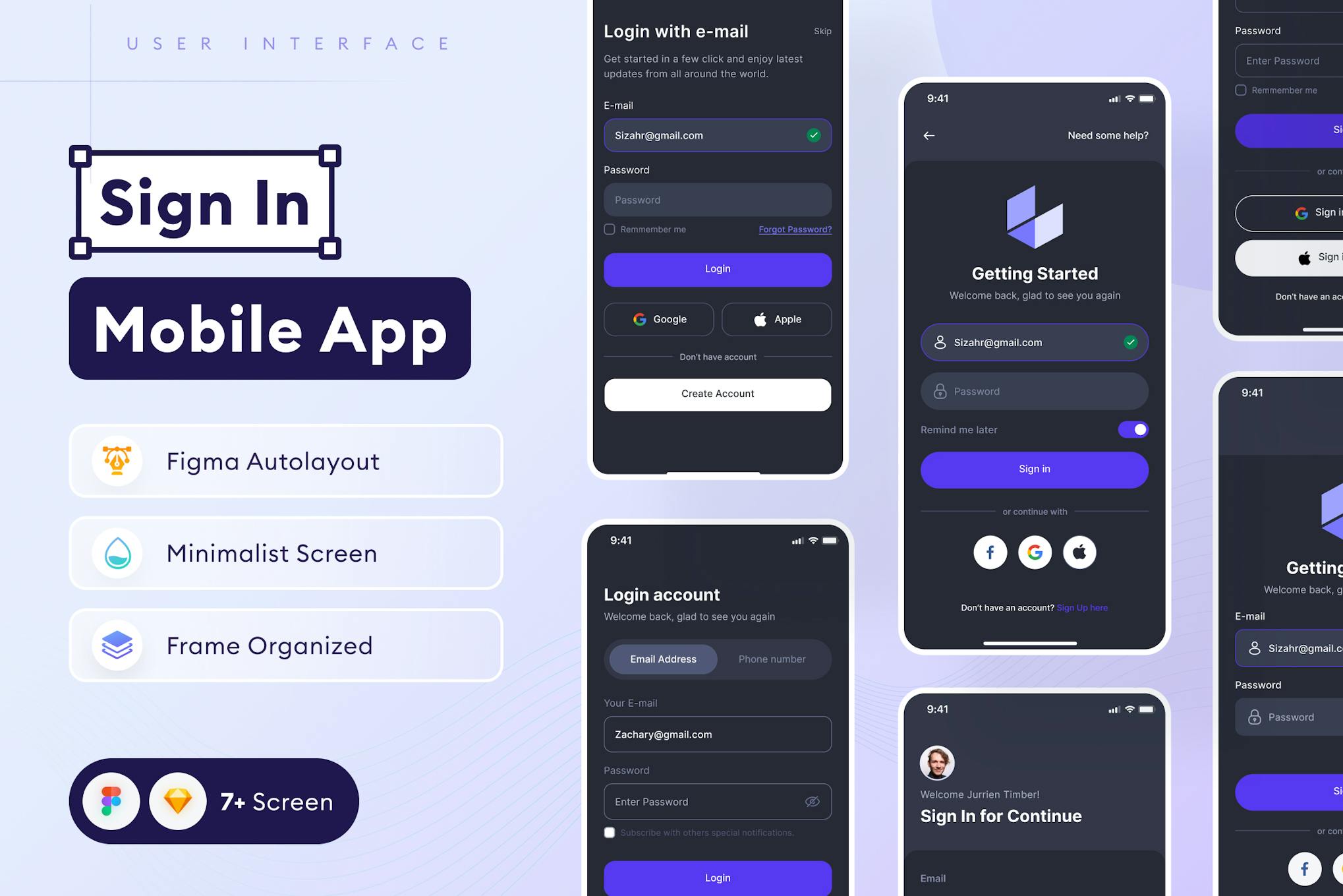 Sign In Mobile App UI Templates