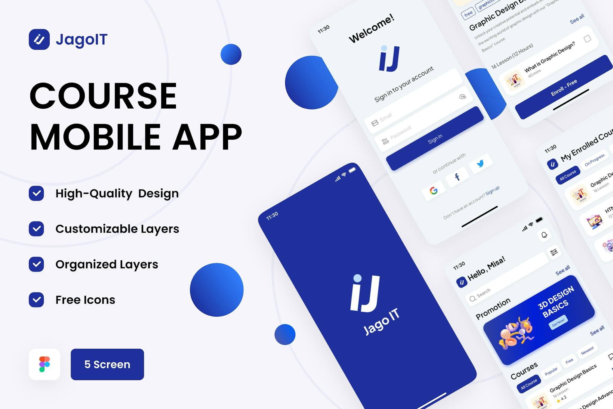 Kurs Mobile App UI Template Kit