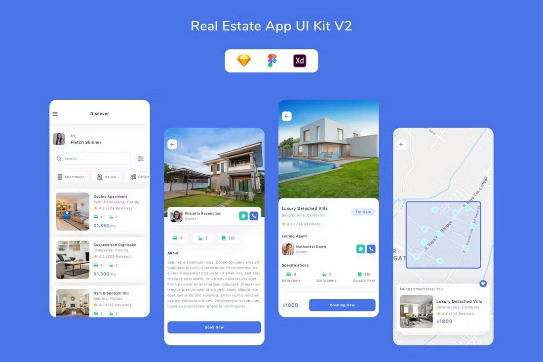 Immobilien-App UI Design Template Kit