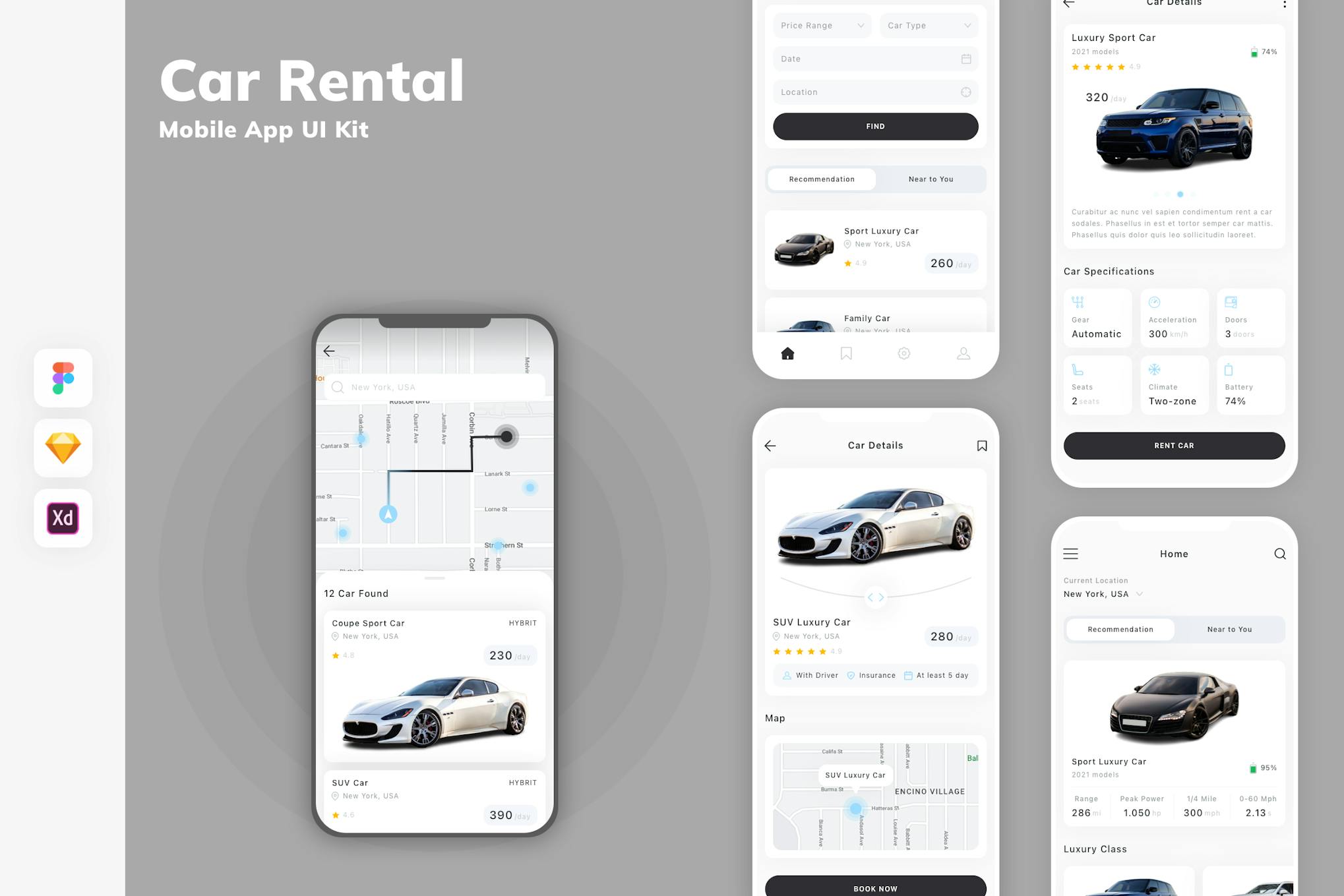 Autovermietungs-App UI Kit