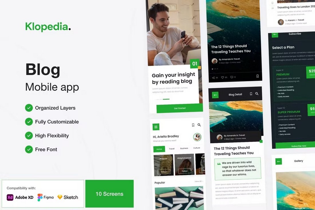 Klopedia - Blogging App UI Design Templates