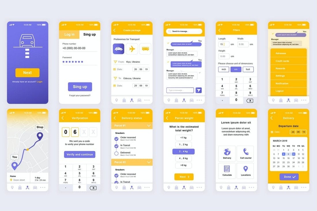 Liefer-App-UI-Vorlagen-Kit