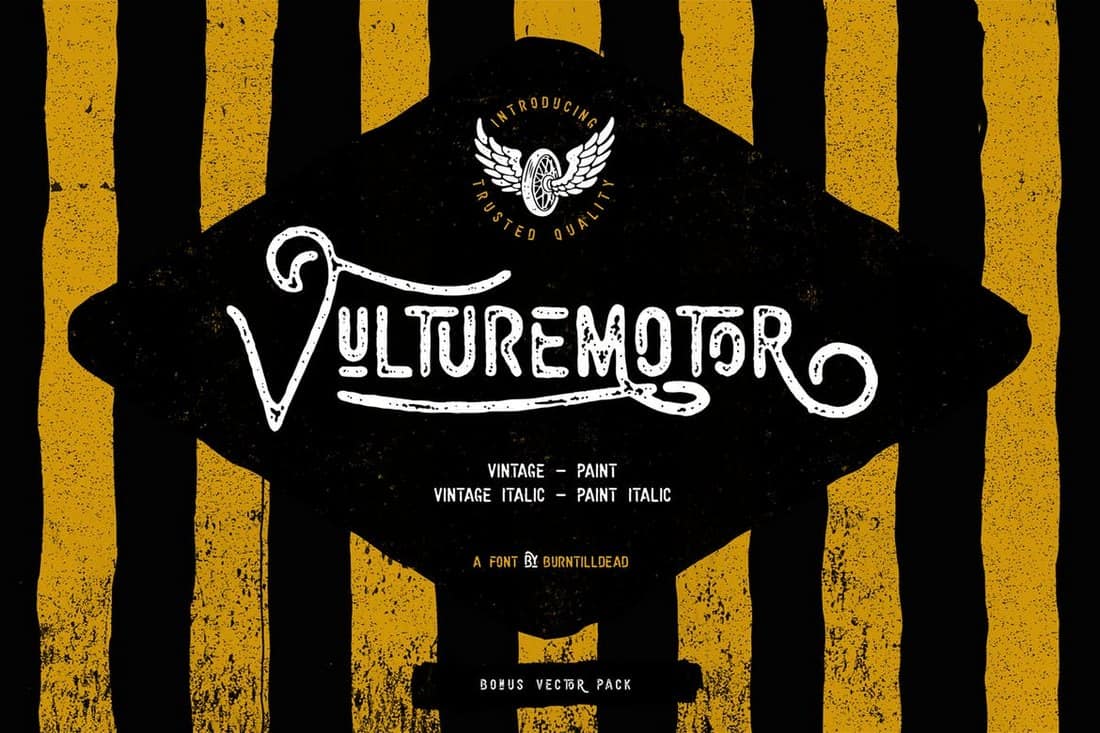 Vulturemotor - Vintage-Schriftart für Schilder