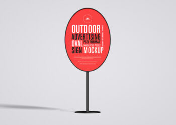 Free Outdoor Advertising Oval Sign Mockup