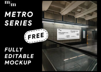 Framed Metro Poster Mockup - PSD