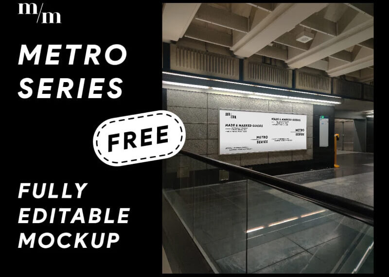 Framed Metro Poster Mockup - PSD