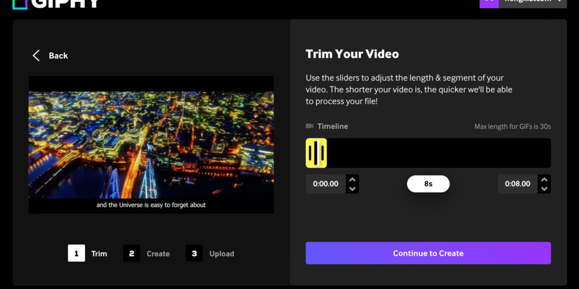 Trimming your video on Giphy