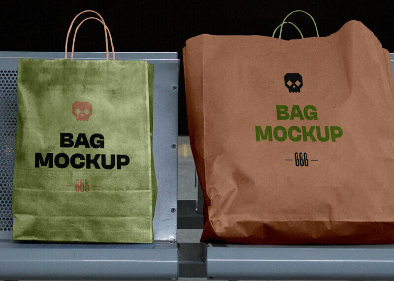 Free Shopping Bags Mockup - PSD