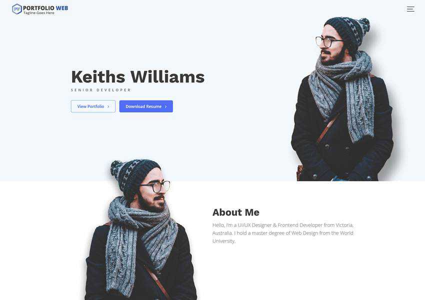 Portfolio Web Multipurpose Biography kostenloses WordPress-Theme wp responsiv kreativ Designer Agentur Portfolio Kamera