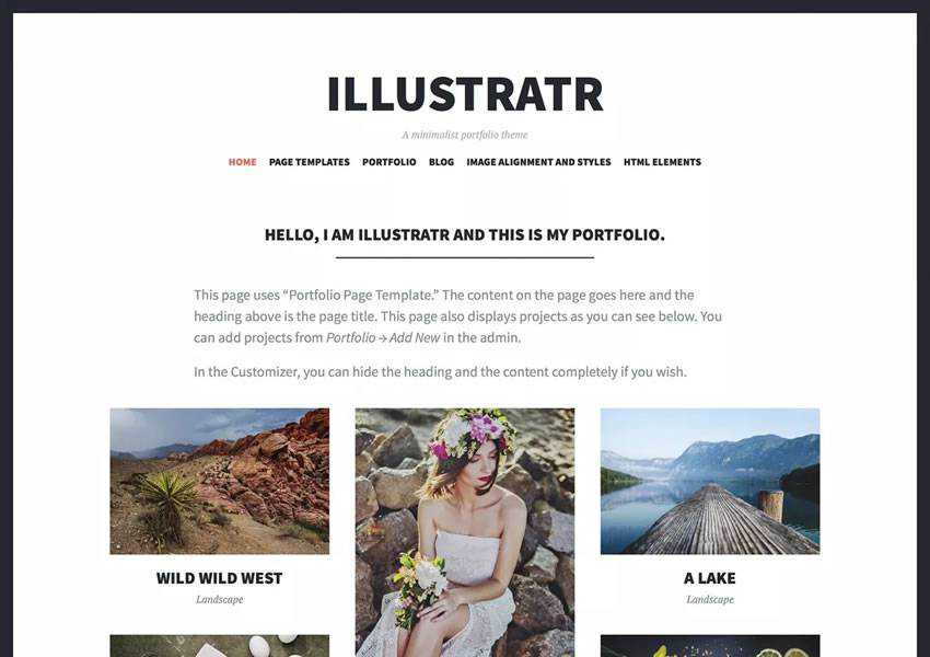 Illustratr kostenloses WordPress-Theme wp responsiv kreativ Designer Agentur Portfolio Kamera