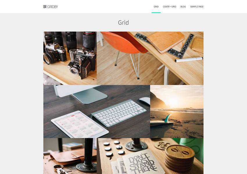 Gridby Parallax Grid kostenloses WordPress-Theme wp responsiv kreativ Designer Agentur Portfolio Kamera