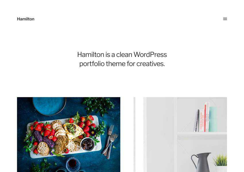 Hamilton kostenloses WordPress-Theme wp responsiv kreativ Designer Agentur Portfolio Kamera
