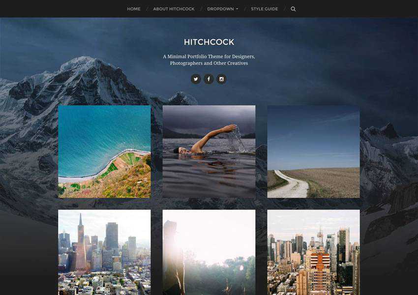 Hitchcock kostenloses WordPress-Theme wp responsiv kreativ Designer Agentur Portfolio Kamera