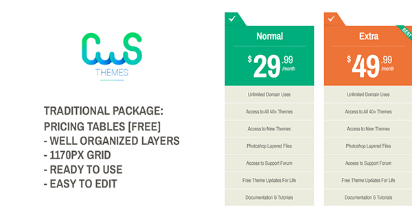 Freebie Pricing Tables