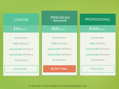 Pricing Tables [Freebie]