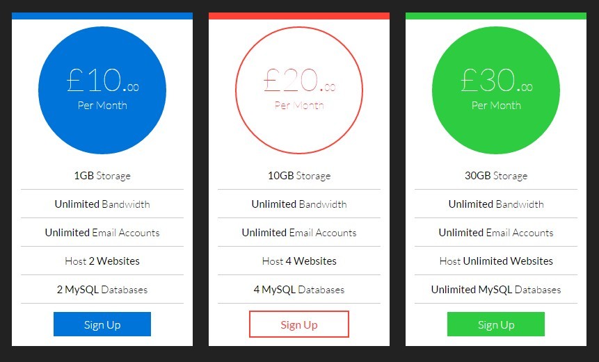 Pricing Table