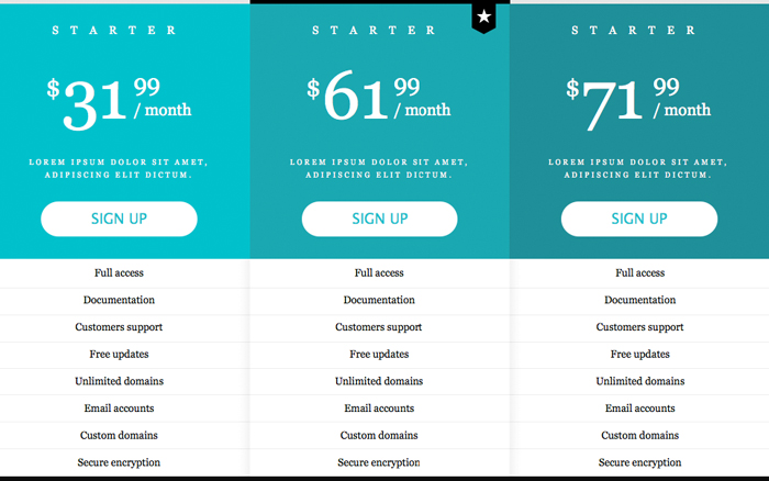 Pricing Table Widget